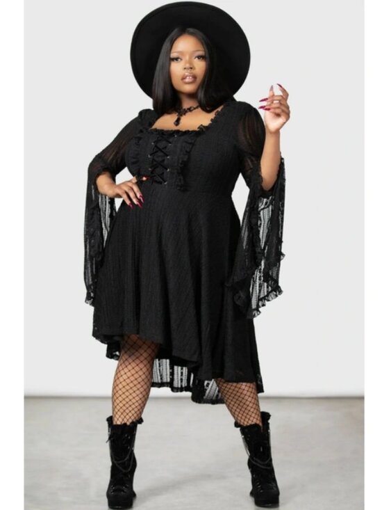 NWT Killstar Gabriele Maiden Black Lace Hi-Low Dress 4XL fits 2XL / 18 - Picture 1 of 15